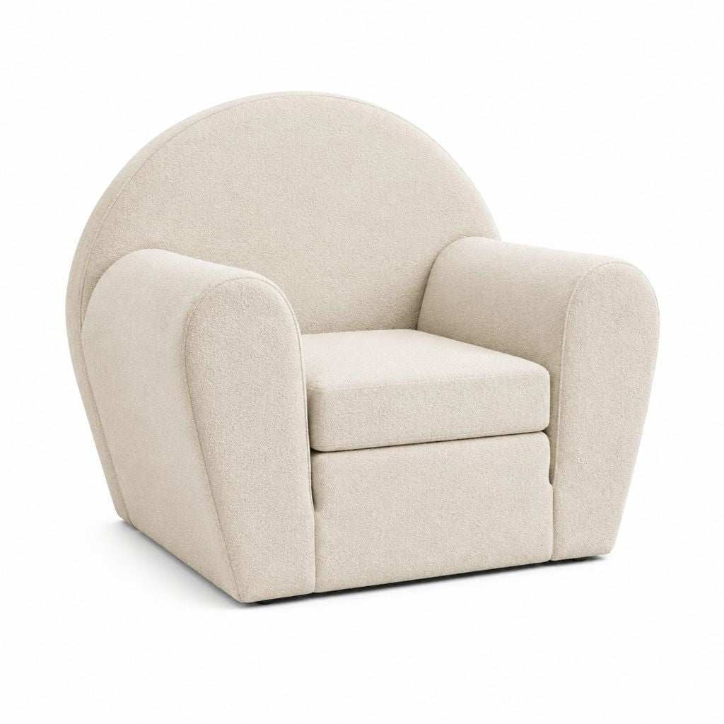 Sessel Creme mit Bouclé-Polyesterbezug Rundform 92 x 88 x 82 cm