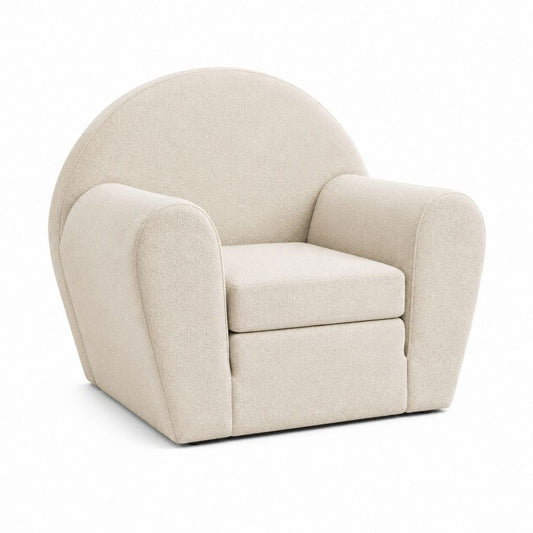 Sessel Creme mit Bouclé-Polyesterbezug Rundform 92 x 88 x 82 cm