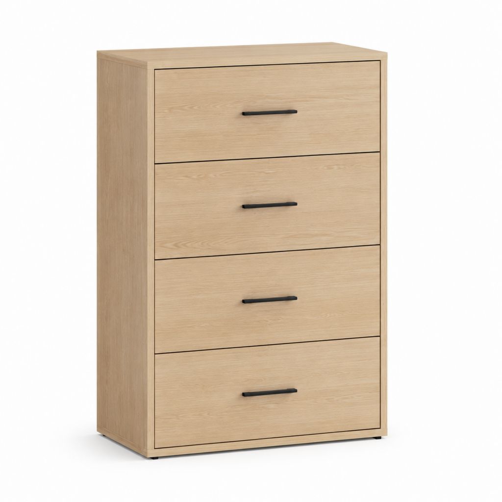 Küchen-Schubladenschrank mit 4 Schubladen Eiche hell Spanplatte rechteckig 80 x 40 x 120 cm
