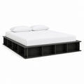Bettgestell mit Stauraum Schwarz Spanplatte rechteckig für Matratze 160 x 200 cm 216 x 170 x 37 cm