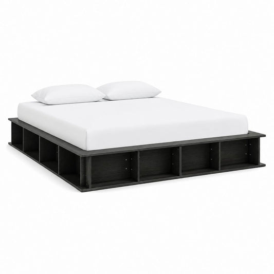 Bettgestell mit Stauraum Schwarz Spanplatte rechteckig für Matratze 160 x 200 cm 216 x 170 x 37 cm