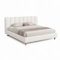 Polsterbett Doppelbett Cremeweiß Polyester-Bouclé Rechteckig 180 x 200 cm