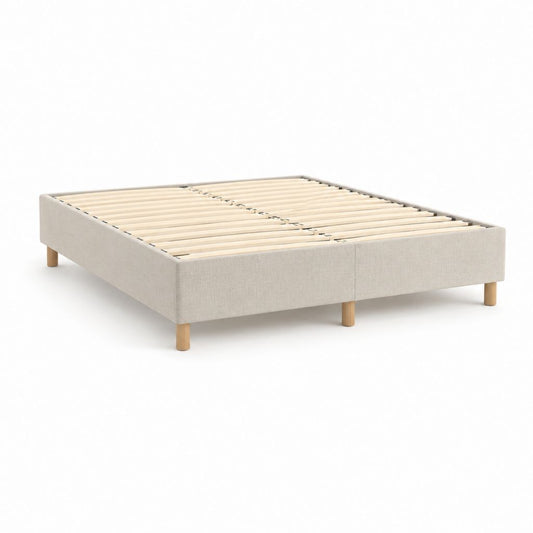 Bettgestell mit Lattenrost Beige aus Polyester rechteckig 160 x 200 cm