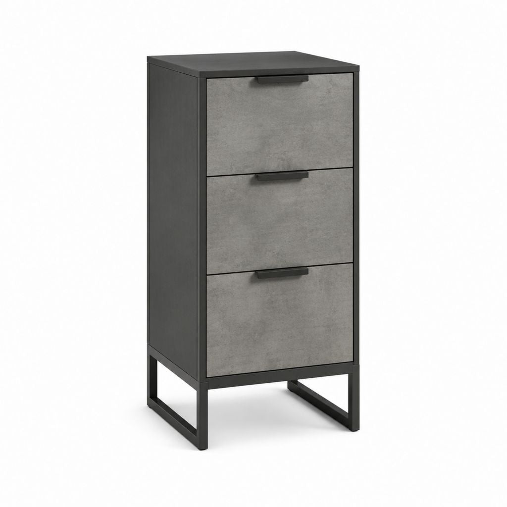 Küchen-Sideboard mit 3 Schubladen Grau Schwarz Spanplatte Stahl 40 x 35 x 80 cm