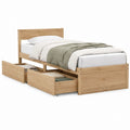 Einzelbett mit 2 Schubladen Eiche Natur Holzwerkstoff Rechteckig 90 x 200 cm