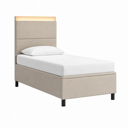 Polsterbett Einzelbett Beige Polyester Rechteckig 90 x 200 cm