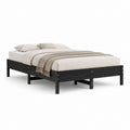 Doppelbett Bettgestell Schwarz Massivholz Kiefer Rechteckig 160 x 200 cm
