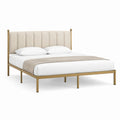 Doppelbettgestell 160 x 200 cm Beige Gold Stahl PU-Kunstleder Rechteckig