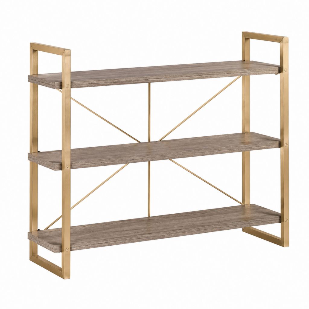 Standregal mit 3 Ablagen Braun Gold Stahl MDF 80 x 20 x 70 cm