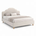Polsterbett Doppelbett Creme Polyester mit geschwungenem Kopfteil 160 x 200 cm