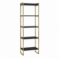 Standregal 5 Ebenen Schwarz Gold MDF Stahl rechteckig 60 x 30 x 180 cm