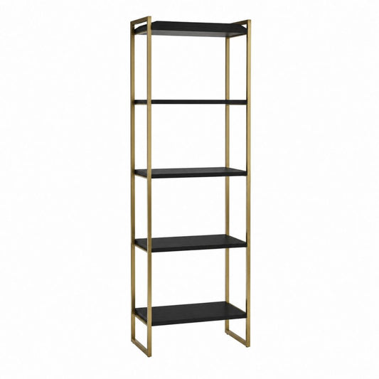 Standregal 5 Ebenen Schwarz Gold MDF Stahl rechteckig 60 x 30 x 180 cm